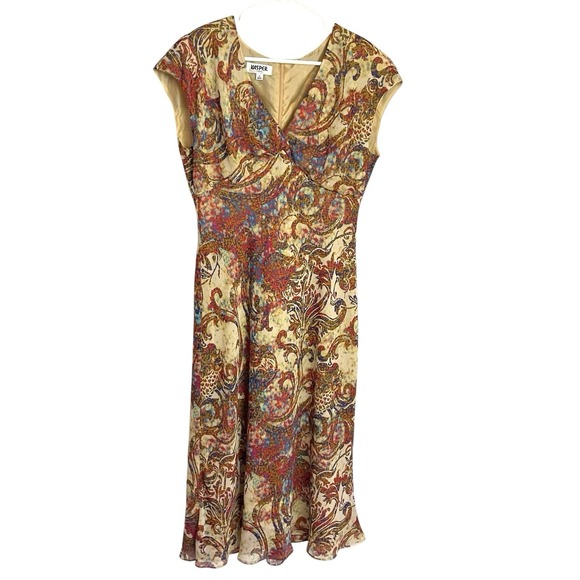 Kasper Dresses & Skirts - Kasper Y2K Babydoll Midi Dress Size 16 Beige Red Boho Paisley Sleeveless Fairy